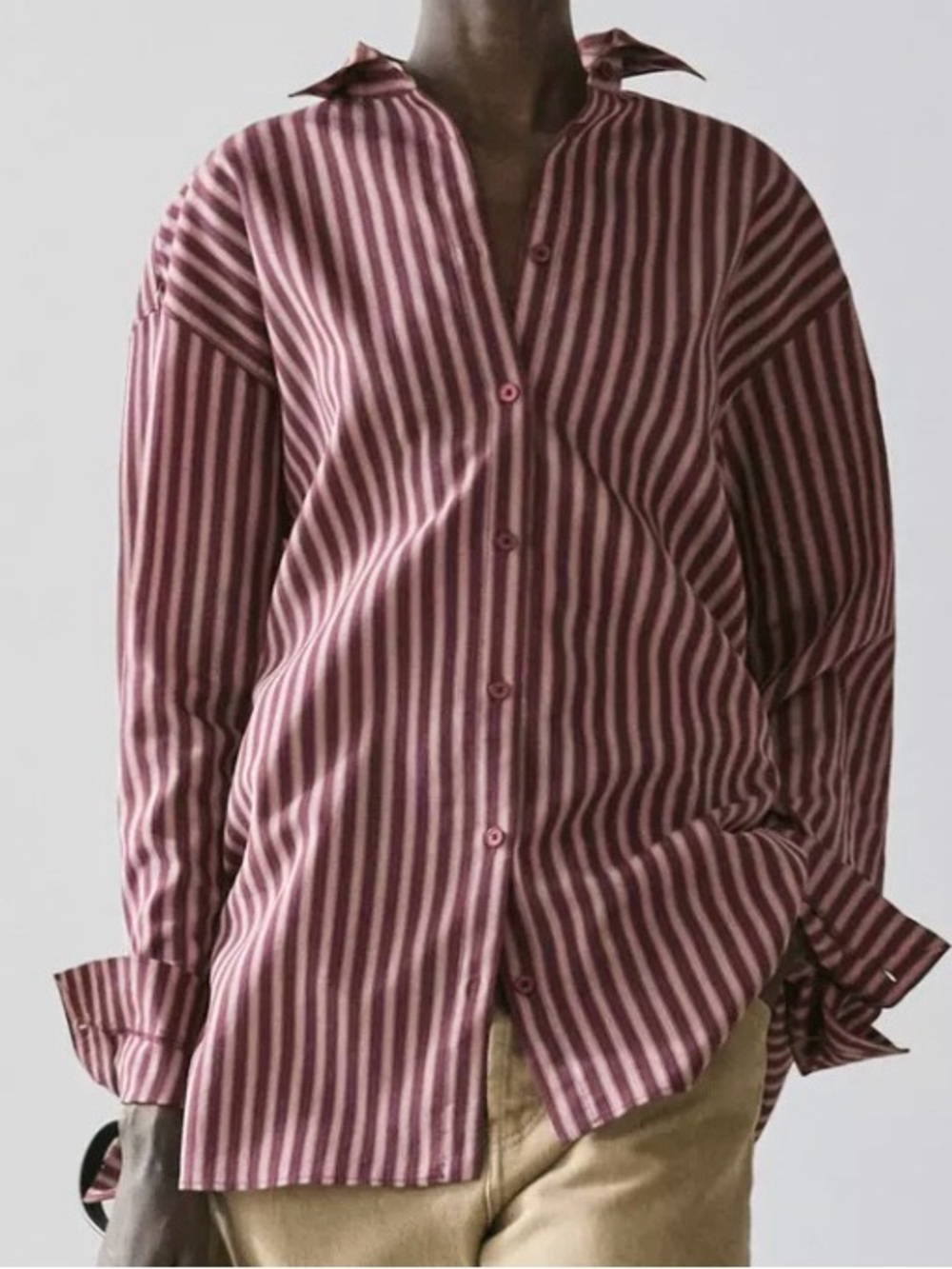 Massimo Dutti FLOWING SHIRT WITH STRIPED DETAILING